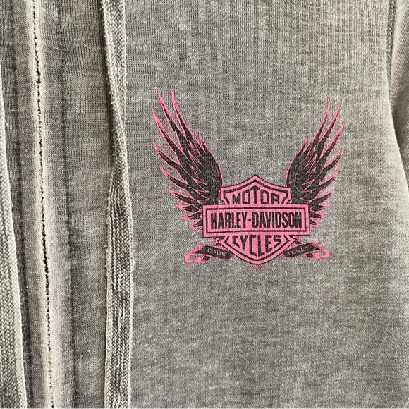 Harley Davidson Y2K Zip-Up Hoodie Jacket Sweatshirt Las Vegas Gray Women’s Sz S - Picture 4 of 9